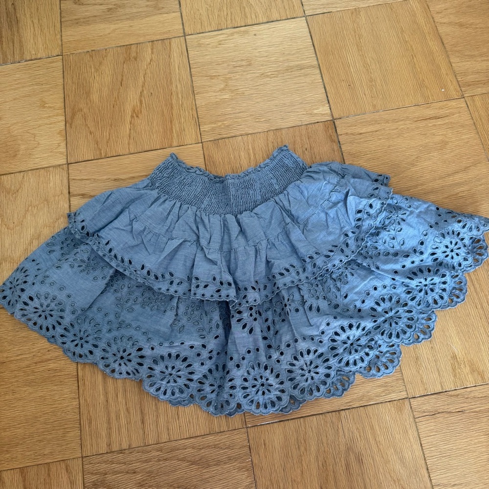 St. Roche Ruffle Embellishment Blue Mini Skirt - Picture 2 of 6